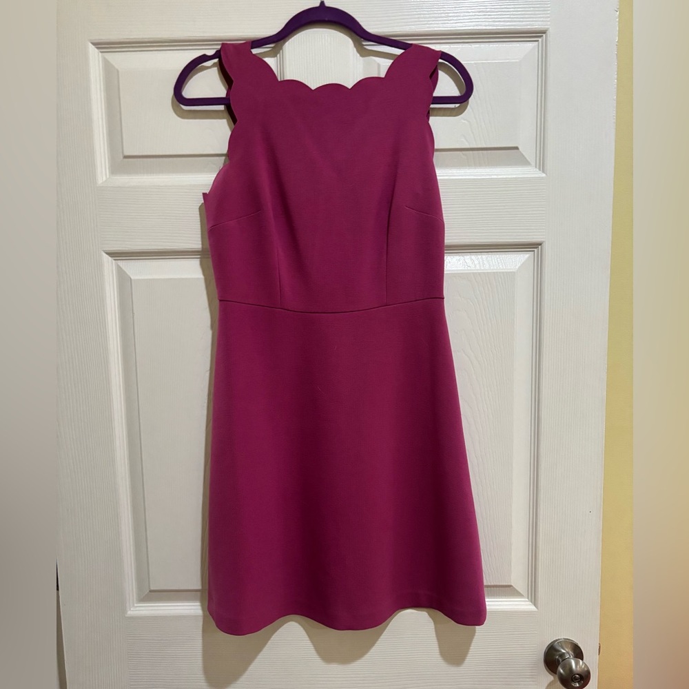 Loft scalloped edge fuchsia dress, size 4
